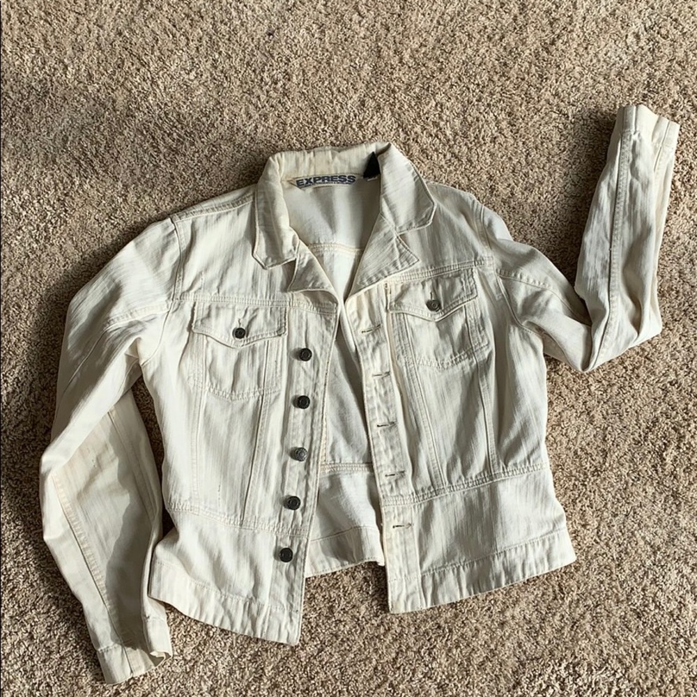 Express Precision Fit Cream Jean Jacket